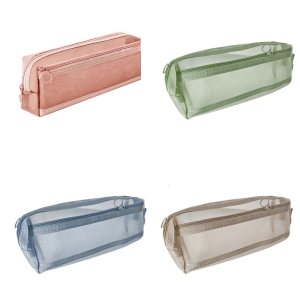 Clear Pen Bag Aesthetic Pen Case Double Layers Mesh Pencil Pouch Large Capacity Pencil Case School Office Supplies