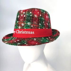 NAELIN Bông tuyết Mũ Fedora Giáng Sinh Kẻ sọc Đã in Mũ cao bồi Panama Thời trang Phụ Kiện Trang Phục Mũ Trilby Jazz Giáng Sinh Nam Giới Nữ Giới