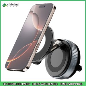 Sikiwind Strong Magnetic Vacuum Adsorption Car Phone Mount 360  Rotatable Vacuum Suction Cup Car Phone Stand Universal GPS Navigation Stand Fit for iPhone 16/15/14/13/12 Plus Pro Max Mini
