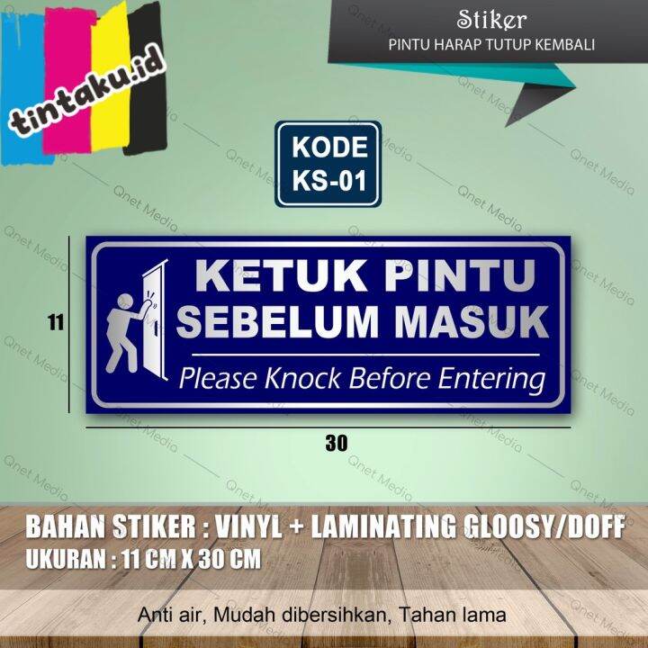 STIKER KETUK PINTU SEBELUM MASUK + LAMINASI GLOSSY | Lazada Indonesia