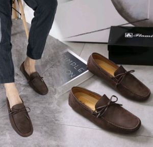 2024 New Beanie Shoes Mens British Style Business Genuine Leather Casual Leather Shoes Slip-on Lazy Leather Shoes