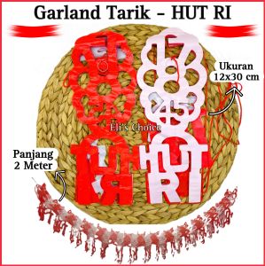 GARLAND TARIK HUT RI MERAH PUTIH / DEKORASI BANNER 17 AGUSTUS KEMERDEKAAN INDONESIA