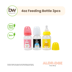 Babyworld 4oz Baby Feeding Bottle Set of 3 BPA Free Anti-Colic Baby Bottles Animal Print