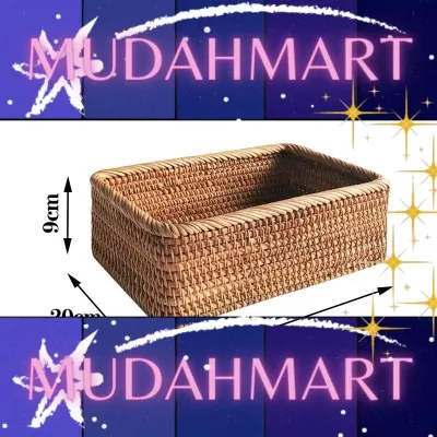 Hand-Woven Rattan Basket/Rattan Storage/Rattan Tray/Wicker Basket/Handmade Rattan Multipurpose Storage Box