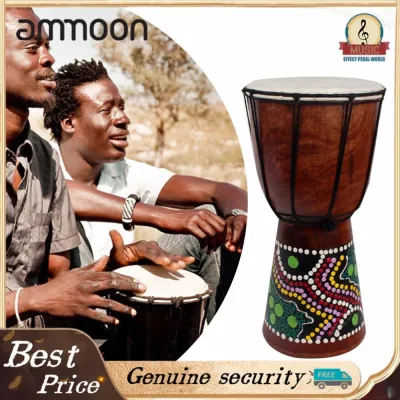 ammoon 6in Trống Djembe Châu Phi Chạm Khắc Gỗ Chắc Chắn Da Dê Truyền Thống Châu Phi Nhạc Cụ