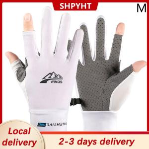 [COD] SHPYHT Local delivery Ship within 24 hours Summer Sunscreen Gloves Women Thin Ice Silk Anti-ultraviolet Dew Finger Touch Screen Driving Riding Non-slip Breathable Gloves