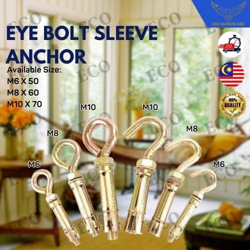 Happyhome66】Sheep Eye Pull Screw M6 M8 M10 Belt Expansion Hook  O-Type/Close-Type Screw Eye Wall Plug Hook Bolt Sleeve Anchor