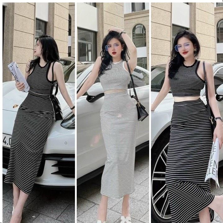 Những kiểu chân váy bút chì sọc ngang đen trắng hàn quốc đẹp - Thời trang -  Việt Giải Trí