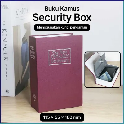 BERGARANSI HOMESAFE Kotak Buku brankas mini kode password penyimpanan uang rahasia Kamus Hidden Security Box Dictionary Book Key Lock KBS / brankas besi bentuk buku password kunci penyimpanan uang