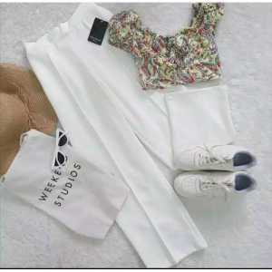 Basic Pants Kulot Scuba Cubit/Celana Kulot Scuba/Hitam & Putih