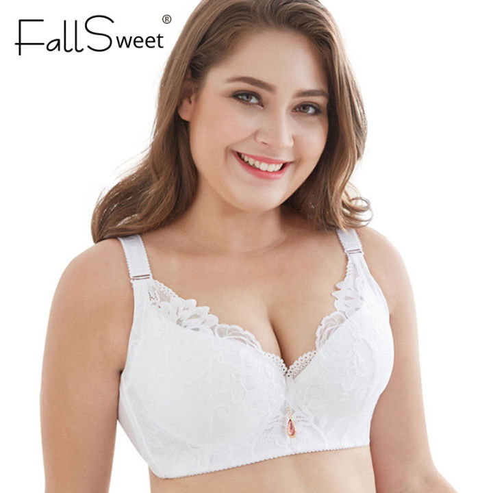 FallSweet Lace Bra Push Up Bra C / D Cup Plus Size Women Underwear  Underwire Brassiere White Black Pink Blue 34 38 42 46 50