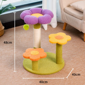 Flower Shaped Cat Scratching Post with Sisal Rope Cat Climbing Tree with Toy Ball Cat Scratc