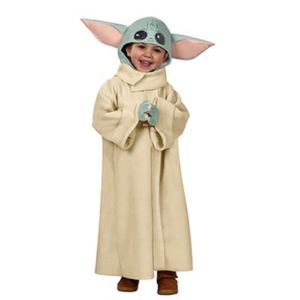 Toystoreshop 3-12 Years Old Yoda Robe Cosplay Costume for Kids Child baby Star Wars The Mandalorian Yoda Cosplay Costume Hat Halloween