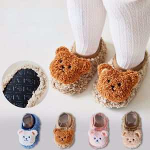 Cartoon Bear Baby Floor Socks Winter Warm Toddler Walking Shoes Kids Soft Sole First Walkers Anti-slip Newborn Infant Crib Shoes