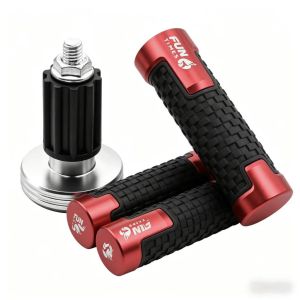 FUN TIMES Anti-Slip Motorcycle Handlebar Grips + CNC Aluminum Handlebar End Plugs 22mm 7/8" for All Motorcyc