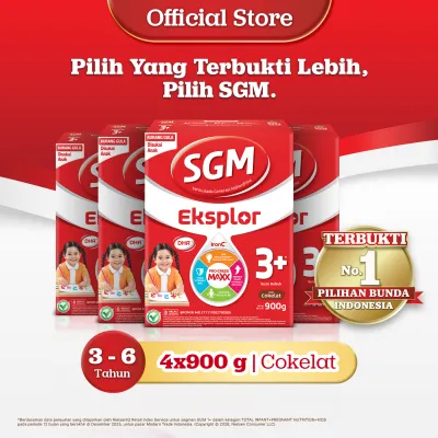 SGM Eksplor 3+ dengan IronC Susu Bubuk Rasa Cokelat 900GR x 4