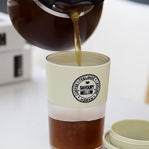 300ML Portable Coffee Mug Cup 1pc Outdoor Leisure Sealed Leak-Proof with Cover Vacuum Cup Creative Plastic Water Mug VIE LENTE2026