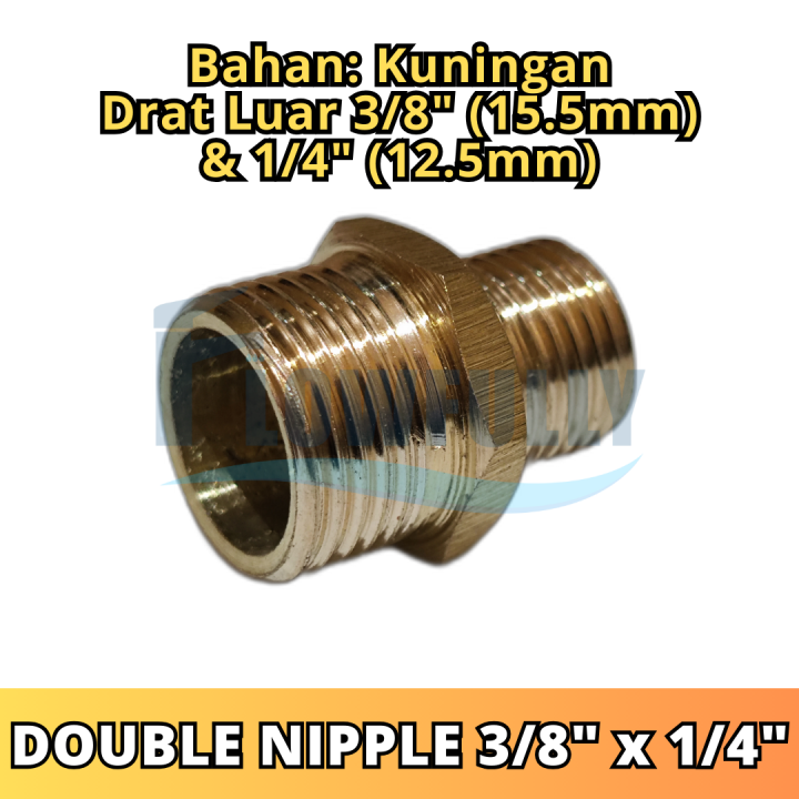 Thread Luar DOUBLE NIPPLE KUNINGAN NEPEL DOBEL DRAT LUAR REDUCING REDUCER NEPLE ...