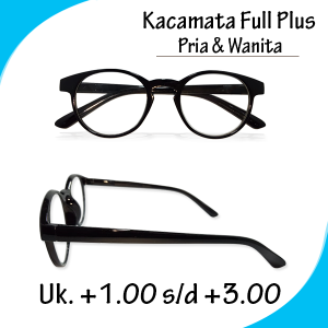 kacamata baca Lensa Plus Pria/Wanita +1.00 s/d +3.00 Bingkai Hitam Oval Lensa Khusus Rabun Dekat Gaya Korea Style - BISA COD