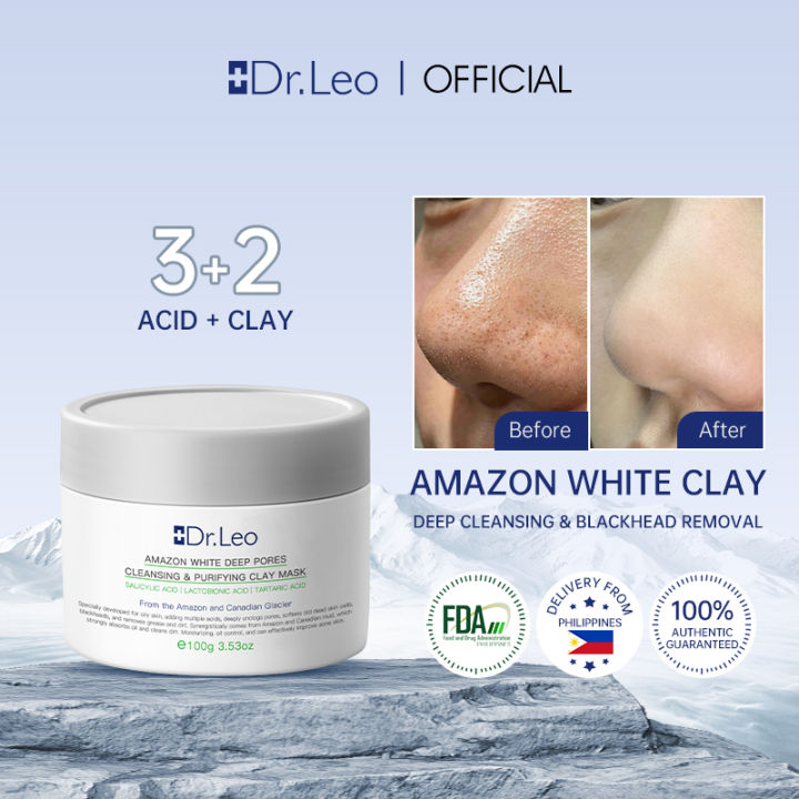 Dr.Leo Amazon White Clay Black Heads Removel Clay Mask Deep Pores ...