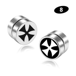 Bravego ต่างหูแม่เหล็กผู้ชายแฟชั่น1คู่ต่างหูแบบหนีบไม่ใช่เจาะเหล็กไทเทเนียม