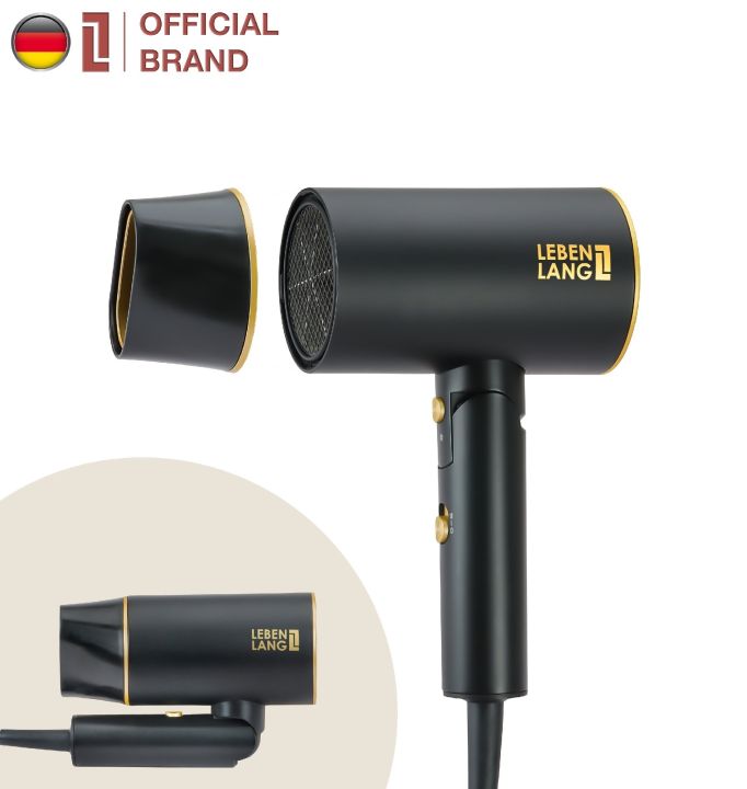 Máy sấy tóc LEBENLANG công nghệ ion chống xơ rối, gấp gọn, 2 chiều nóng lạnh công suất 2100W, model LBH3088G - hàng chính hãng