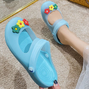 WomenS Summer Floral Jelly Clogs New Korean Style Flat Student Beach Sandals Trendy