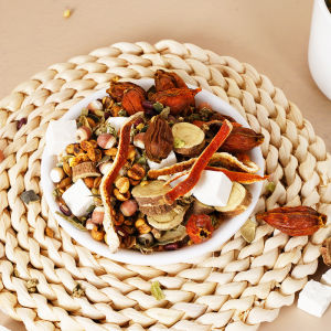 Five-fingered peach root and poria tea red adzuki bean and coix seed tea gardenia red bean winter melon and lotus leaf health tea wholesale and delivery