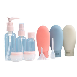 11pcs Travel Bottles Set Toiletries Small Plastic Container Fine Mist Spray Squeeze Tubes Refillable Shampoo Conditioner