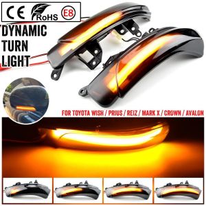 2Pcs Smoke Lens Dynamic LED Side Rearview Rear View Mirror Turn Signal Lamp Sequential Flowing Indicator Light Repeater Blinker For Toyota Wish ZGE20 Prius ZVW30 Passo MARK X Crown