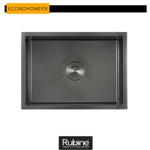 RUBINE ] KNX 810-58U GM KIN NANO SERIES Gun Metal 1 Bowl Undermount Kitchen Sink 1.2mm thick