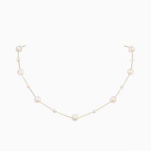 สร้อยคอมุกงานสวยมุกเล็กใหญ่สลับกันความเก๋ของโซ่ปรับระดับได้น่ารักมินิมอลมาก