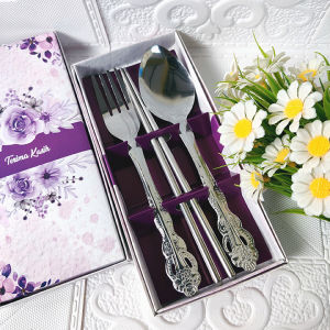 16SET Souvenir Mewah Sendok Garpu Sumpit Stainless Kemasan BOX Ekslusif