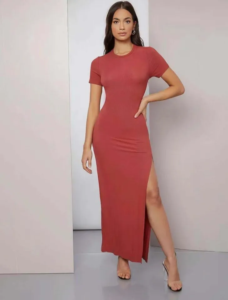 Casual maxi shop dress with slit