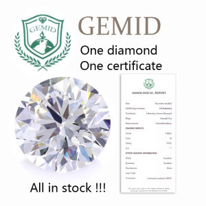 CVD Cultivation Lab Grown Diamond Round Brilliant Cut GHIJK Color VVS1 VS1 VVS2 VS2 Clarity With GEMID Certificate For Jewelry Making