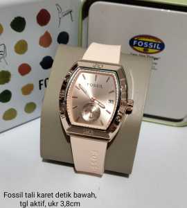 Jam Tangan Wanita Fo55il Analog Oval Terbaru Karet Rubber Mewah Fashion Cewek Kekinian Keren Elegan