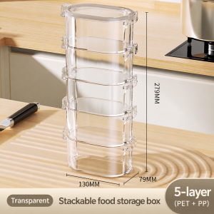 SG-Spice Storage Box 3/5 Tiers Kitchen Dried Food Organizer with Lock Lids Transparent Sealed Jar