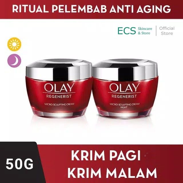 Olay Regenerist Micro-sculpting Antioxidant Cream Mousturizer 50 gram / 10 gr - Krim Anti Aging Kemasan Besar / Kecil - Skincare Regenarist Sculping Day / Night