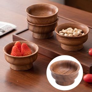PLNBFG Durable Wooden Bowls Safe Eco-Friendly Handmade Crafts Bowls Durable Wood Fruit Plate Household Use