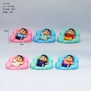 YF 6pcs Crayon Shin-chan Nohara Shinnosuke Action Figure lying Model Dolls Toys For Kids Gift Collection Ornament FY