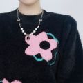 huiheyu necklace for men aesthetic stainless steel necklace kwintas pang lalaki Geometric Hip Hop Cold Wind Style Party Black Gem Pendant Gift Female Choker Korean Style Necklace Pearl Necklace Clavicle Chain. 