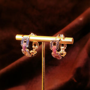 SEQUITO Luxury Gold Plated Jewelry Micro Pave Colorful AAAAA Cubic Zirconia Hollow Geometric Women Wedding Round Hoop Earrings SE1072