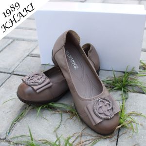 NEW!!! Sepatu Flat KulitAsli Wanita Import   W1989 Sepatu Kerja  Import Wanita Kekinian  KulitAsli Kasual dan Formal (+Box) Import