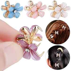 1 pcs Mini Hair Clips Small Grip Claw Kids Crystal Flower Barrettes Cute Claw Clips Pinning Bangs Hair Decoration