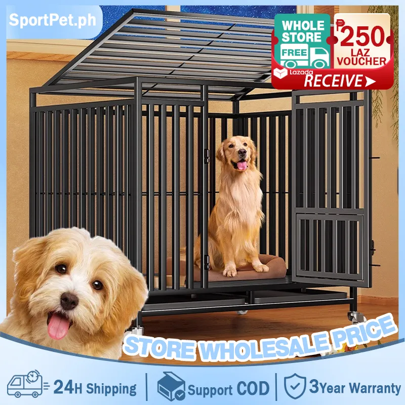 Square Tube Dog Cage Pet Cage Large Metal Dog Cage Crates with