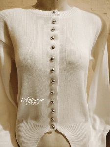 Ivora Knit Cardy Basic PE – Cardigan Rajut Simple PE Basic dengan Kancing Silver Bulat 13 pcs