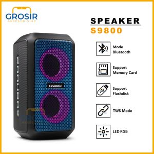 Speaker Bluetooth Bass S9800 S-9800 LED Soonbox blutut spiker TWS Wireless portable Dual Speker