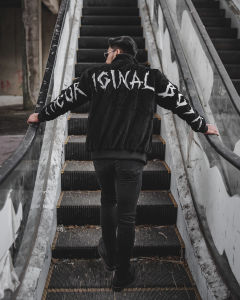 Terbaru - jaket sherpa pria sherva bulu cowok black full bordier premium gaya terbaru kekinian