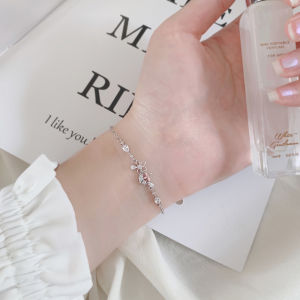Korean Style Forest Fresh Butterfly s925 Sterling Silver Flower Bracelet for Women with Exquisite Micro Paved Zircon Ideal for Students 1206 - Confidential Delivery