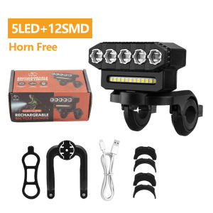 【SG Stock】LED Bike Light with Horn USB Rechargeable Bicycle Front Light Waterproof with 6 Light Modes